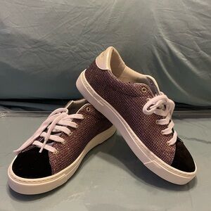 Valentino Glitter Purple Low-Top Sneakers with Black Toe